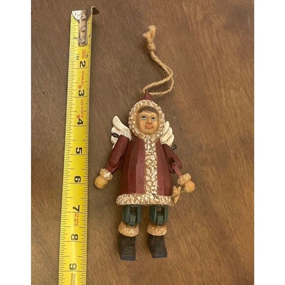 folk art Christmas angel ornament wood look - Picture 5 of 6